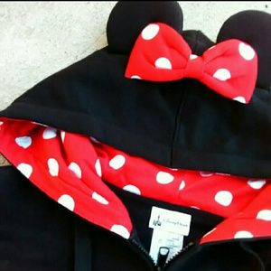 NWT MINNIE MOUSE EAR  BLACK ZIP UP HOODIE